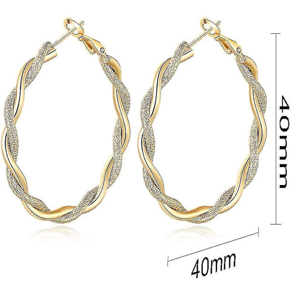 Store Guld Øreringe 9ct Guld Fyldte Creole Til Piger Eller Kvinder (40mm)