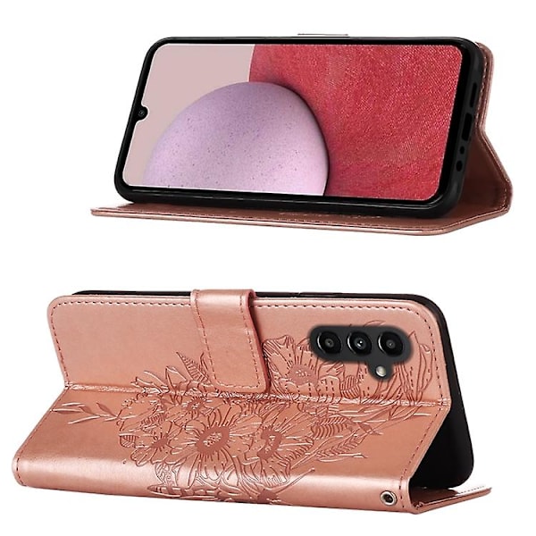 Mobiltelefonskal i präglad fjärilsläder för Samsung Galaxy A25 5g / A24 Rose Gold