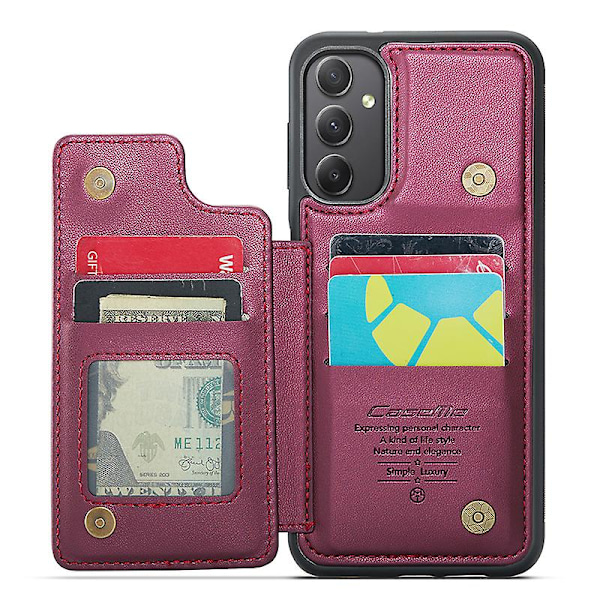 CASEME C22 -sarja Samsung Galaxy A34 5G -kotelolle Kiiltävä RFID-esto nahkapuhelinkotelo Red