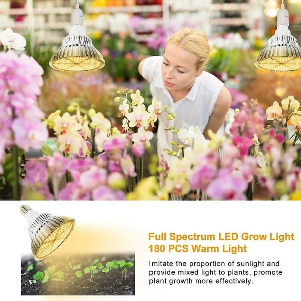 120w Full Spectrum Led Grow Light Pære 180 Leds Havebrugslampe E27 Plant Lampe Til Planter, Indendørs Plant Grow Lights Pærer Blomster Til Drivhus Ga