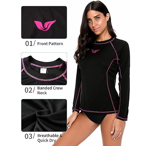 Baddräkt för kvinnor, långärmad rashguard, solskydd, baddräktstopp XL