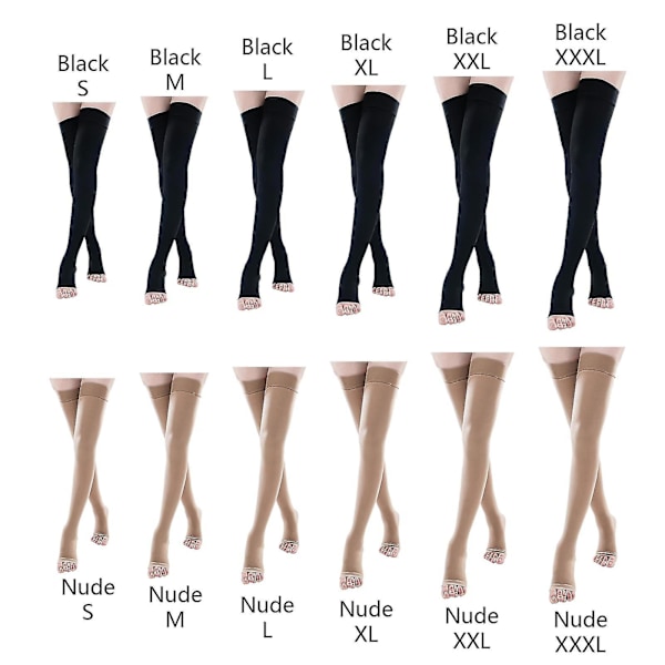 Lårhøye kompresjonsstrømper - Over The Knee kompresjonsslangestrømper for åreknuter sirkulasjon XXXL Nude