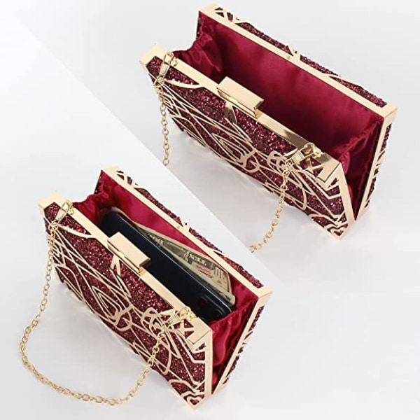 Women Lattice Pattern Metal Handbag Chain Geometric Evening Clutch Purse, W-gold A916-573 B