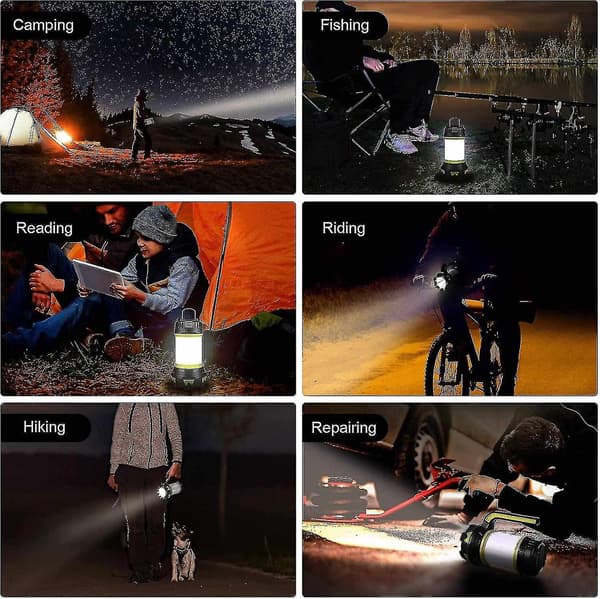 Campinglanterne, USB-opladelig LED Campinglys Dæmpbar Vandafvisende Multifunktionel Campinglygte