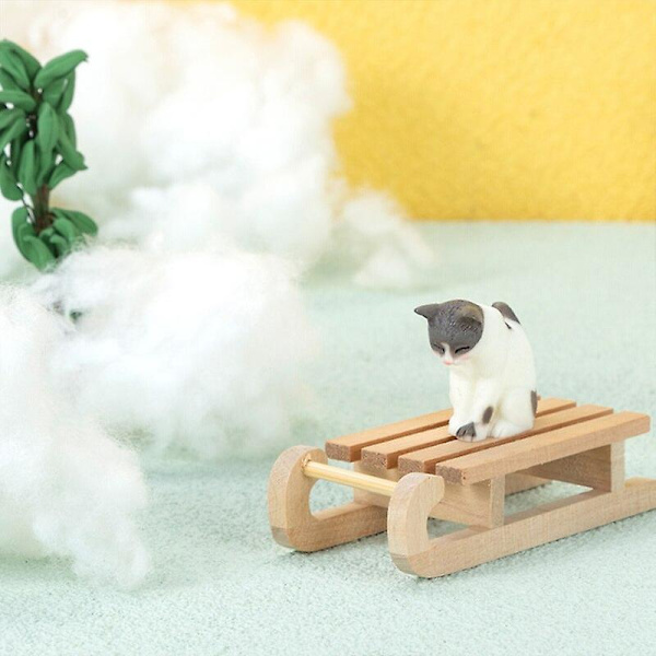 10-1stk Mini Simulering Snøslede Håndlaget Trestle Sleigh Desktop Craft Hjemmedekor Snøslede Ornament Luktfri for Dukkehus   Fingerferdighetsspill 2pcs