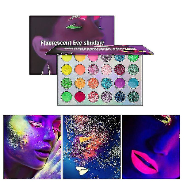 24 farver glitter neon glitter øjenskyggepalet  langvarig