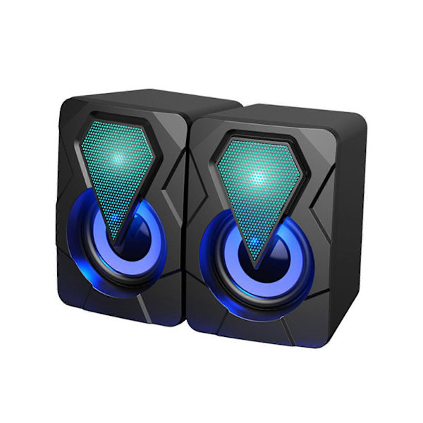 Lysende datamaskinhøyttalere USB mobiltelefon bærbar PC skrivebord mini høyttaler HiFi stereolyd kablet subwoofer datamaskinhøyttalere 2 stk