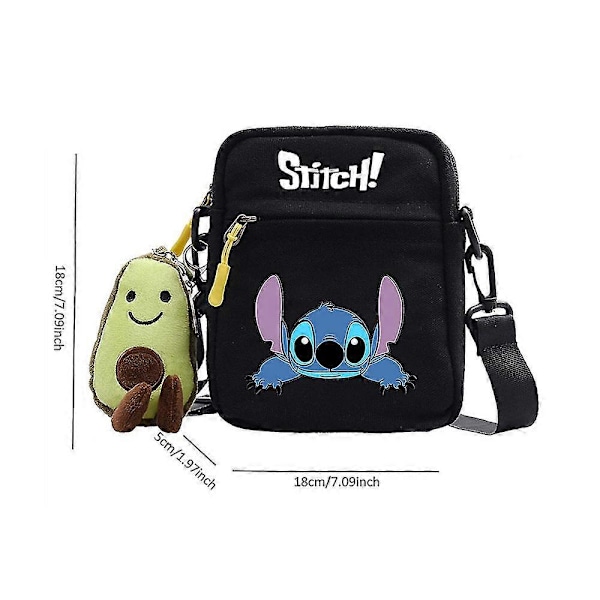 Barne jenter Stitch trykt håndveske skulderveske, Messenger Bag Cartoon kosmetikkveske justerbar stropp myntpung A