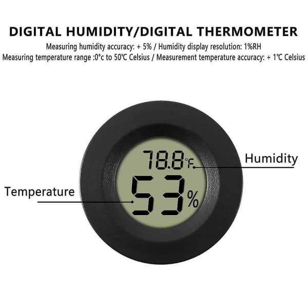 5-pak Hygrometer Digital LCD Skærm Luftfugtighedsmåler Måler