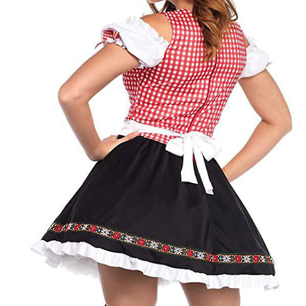 Kvinnors Tyska Oktoberfestdräkt Dirndl Traditionell Bayerisk Ölkarneval Fraulein Cosplay Piga Klädsel Outfit Pink M