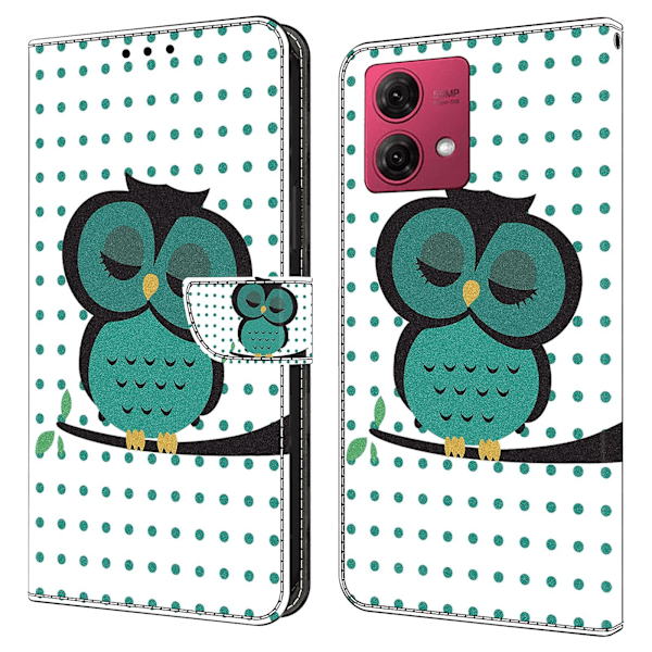 For Motorola Moto G84 5g Læderetui Trykt 3d Mønster Stativ Stødsikkert Telefoncover Sleeping Owl