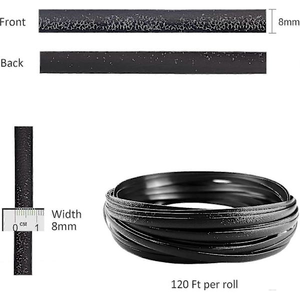 Flet Reparationssæt 37m 120ft Flet Reparationsartikler To-tonet Gradient Mørkebrun med Lysebrune Striber Plast Rattan Materiale til Patio Stol Repai Black