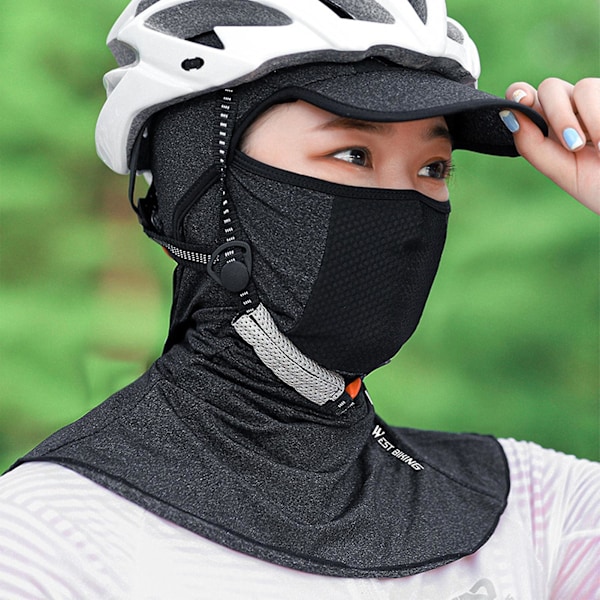 Sykkelbandana med full dekning, anti-UV med brem, sommer sykkelhette, solbeskyttelse, sportshatt for utendørs Black Gray