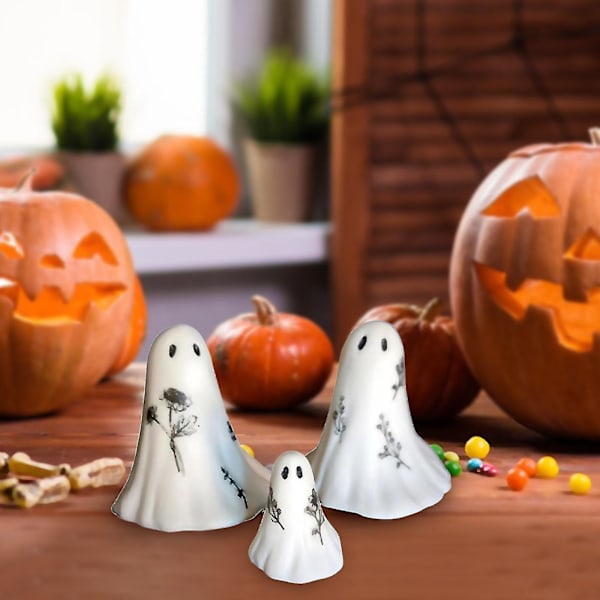 Halloween Ghost Sculptures Mantelpiece Fireplace Decoration Durable Gift For Fans Of Halloween Resin Crafts Ornaments 3Pcs