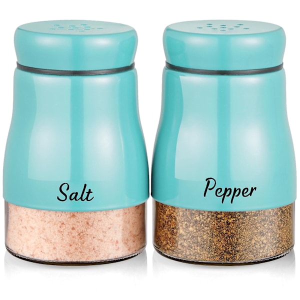 Salt- och pepparkvarnset, 5 uns rostfritt stål salt- och pepparkvarn med glasbotten, salt- och pepparkvarnar för hemköksdekoration blue