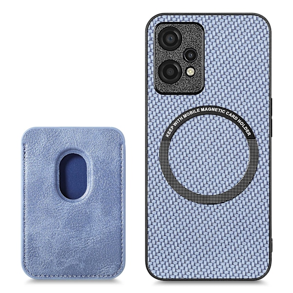 For Oneplus Nord Ce 2 Lite 5g Magnetisk Absorpsjon Avtakbar Kortlomme Telefondeksel Karbonfiber Tekstur Anti-dråpe Deksel Blue