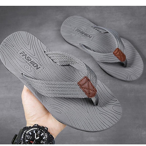 Mænds Strand-Sandaler, Hurtigtørrende Flip-Flop Slides, Vådt Greb Sål, Blød Komfortpasform & Buestøtte grey 41