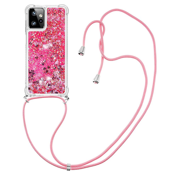 För Motorola Moto G Power 5g Fodral Tpu Glitter Flytande Telefonfodral Med Snöre Pink Hearts