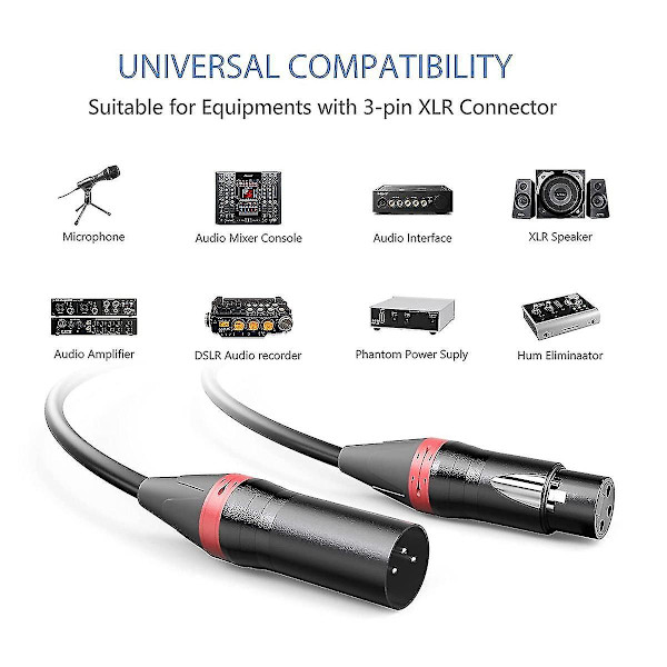 2 Pak 10 Fods XLR Mikrofonkabler, XLR Kabel XLR Han til Hun Audio Mikrofonkabel Mikrofon