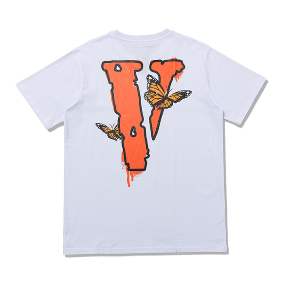 Miesten pyöreäkaula-aukkoinen lyhythihainen T-paita V kirjaimilla painettu T-paidat Puuvilla Hip Hop T-paidat,valkoinen-S White S