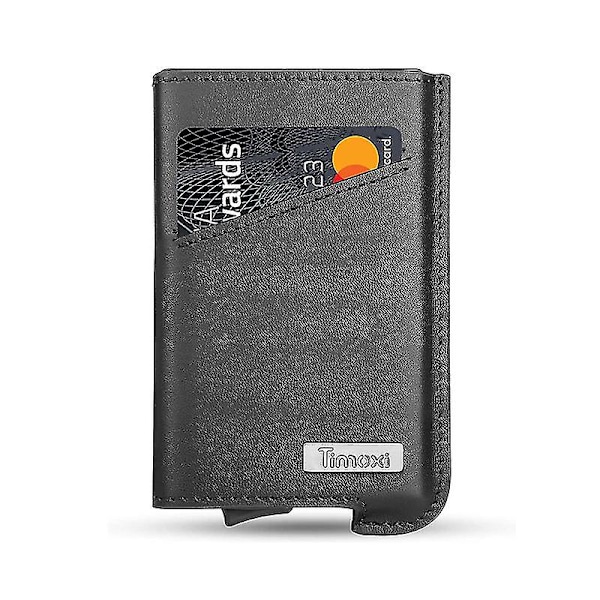 Kreditkortsfodral för män Äkta läder Aluminium Smalt Plånbok Minimalistisk RFID-skydd Smartkortplånbok med bandage|kort
