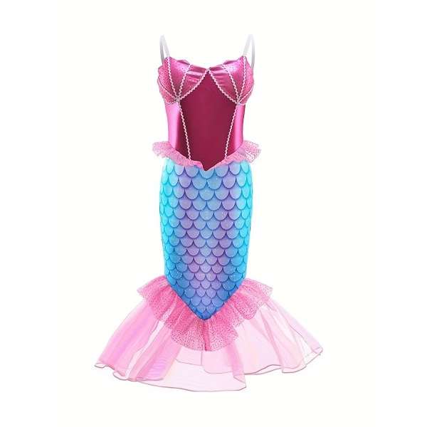 Småbørn Piger Havfrue Blok Farve Prinsesse Cami Kjole Kostume Dress Up Fødselsdagsfest Performance Cosplay pink 100cm