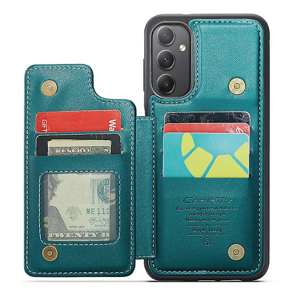 CASEME C22 -sarja Samsung Galaxy A34 5G -kotelolle Kiiltävä RFID-esto nahkapuhelinkotelo Green
