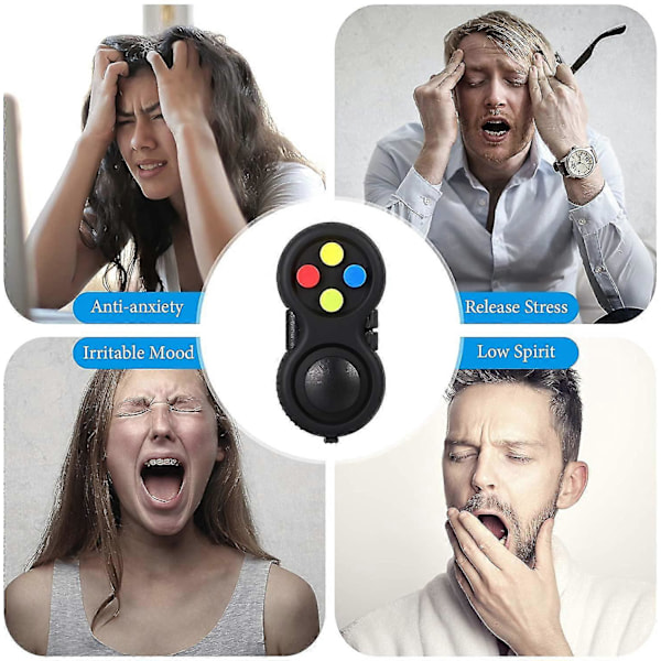 Fidget-tyyny Fidget-ohjain Stressireduktori Peli Fidget-ohjain Stressi Fidget-tyyny Musta Fidget-kämmentyyny Kumipinnoitettu Fidget-ohjain Vapauttamiseen