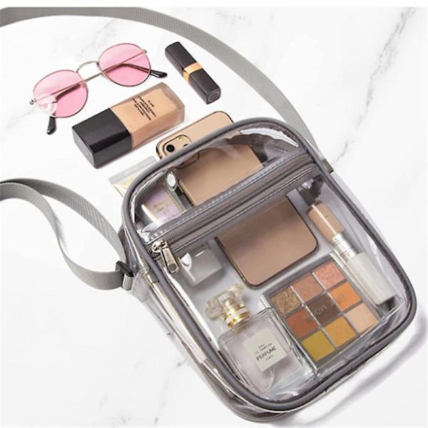 Klar veske PVC klar veske klar crossbody-veske med lomme foran for konserter, sportsfestivaler GRAY LARGE