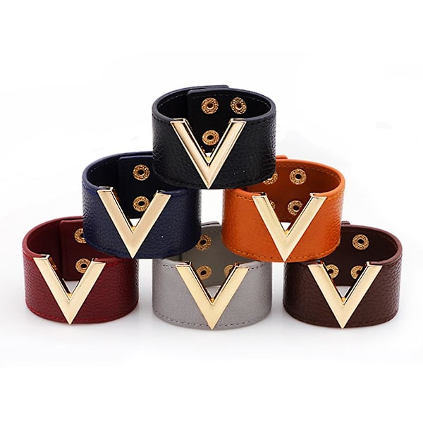 Kvinnor Bred V-formad Armband Bangle Armband Mode Knapp Fest Smycken Present Red