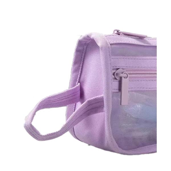 Dubbellagers förvaringsväska i mesh, söt transparent fast organizer pennfodral