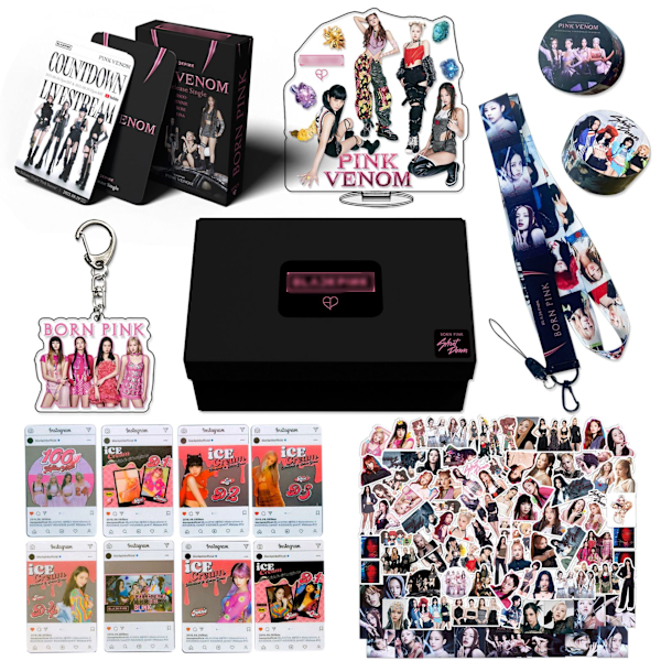 161-dels Black Pink Born Pink Album Presentask med Blink-fanartiklar, fotokort, födelsedagsfestdekoration, Kpop-halsband, klistermärke blackp gift box 2nd generation