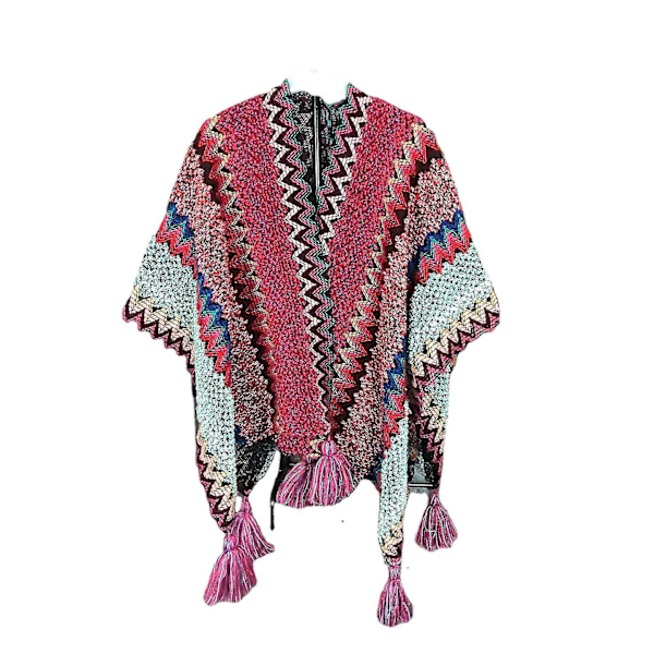 2022 Tidlig Forår Ny Sjal National Stil Shawl Kappe Rejse Shoot Split Kappe Polstret Sjal Kvinder Fuchsia
