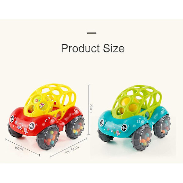 Rattle & Roll Bil Bløde Biler Legetøj Baby Dreng Og Pige Spædbarn Legetøj Køretøjer Gave Green