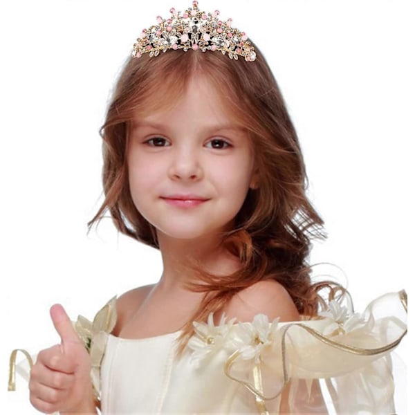 Tyttöjen Prinsessa Kruunu Kristallitiara DIY Käsintehdyt Hiustarvikkeet 1 kpl (H-4)