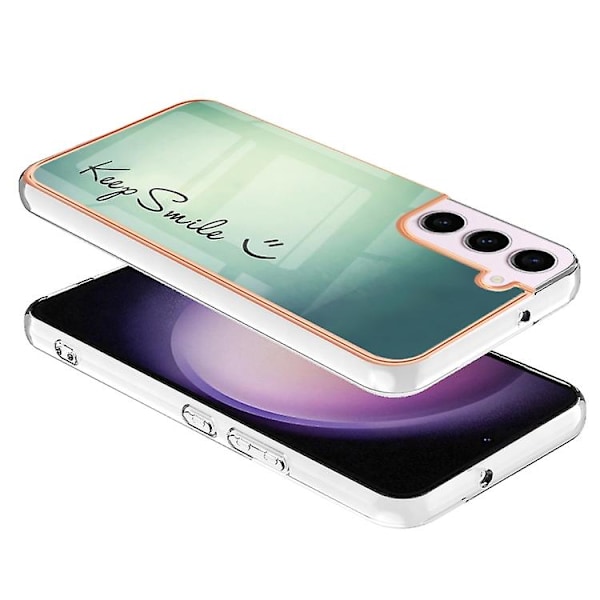 Samsung Galaxy S23 5g:lle sähköpinnoitettu marmori kaksoispuolinen Imd-matkapuhelinkotelo Smile