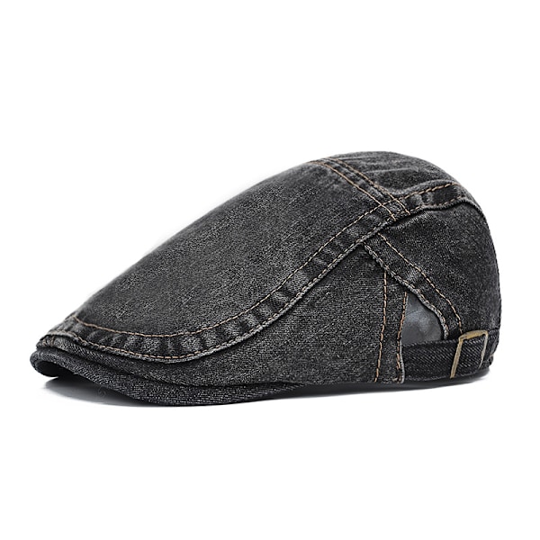 Newsboy-lakit, edistyksellinen litteä brittiläinen denim-länsimainen miesten baretti päivittäiseen käyttöön H24d0306 S-036 black