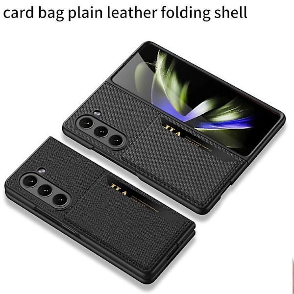 Til Samsung Galaxy Z Fold5 Gkk Ultra-tyndt Læder Mobiltelefon Cover Med Kortlommer Cross Texture