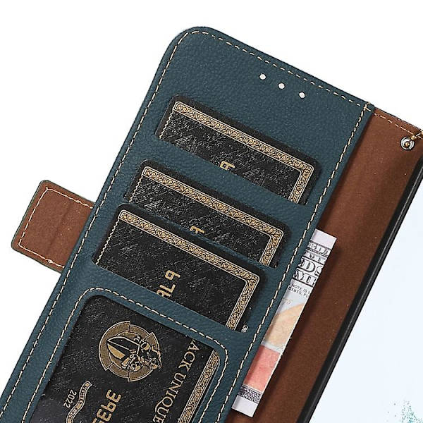 Til Samsung Galaxy S24 Side-magnetisk Tj Ægte Læder Rfid Mobiltelefon Etui Green