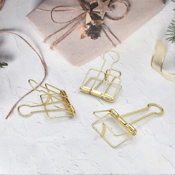 Ekstra store papirclips, hule, lange clips 3,2 cm, flere farver, store papirklemmer til kontorartikler (10 stk.) (D-V2) gold