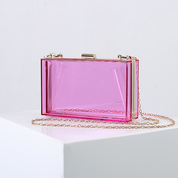 Kvinder Klar Pung, Akryl Klar Clutch Taske, Crossbody Skulder Aften Håndtaske med 2 Aftagelige Kæder Transparent violet