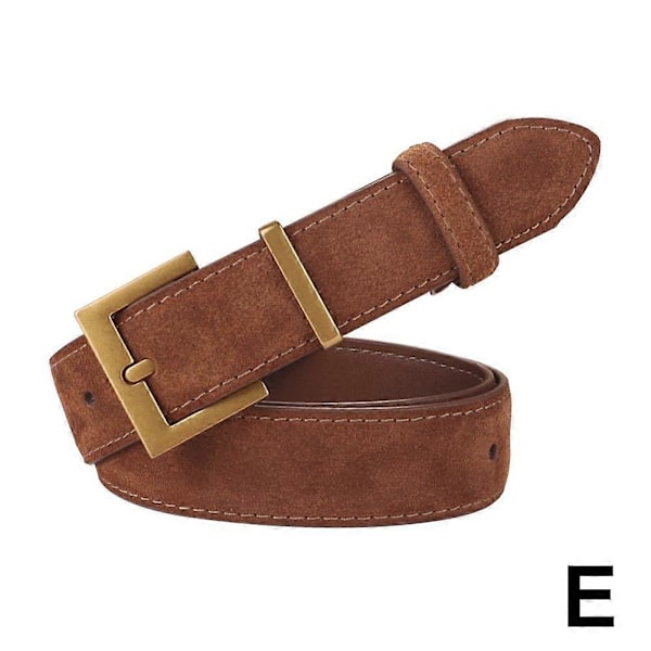 Retro Mockabälte Dam Jeansbälte Kvinnor Mode Klänningsbälte med Guldspänne Caramel