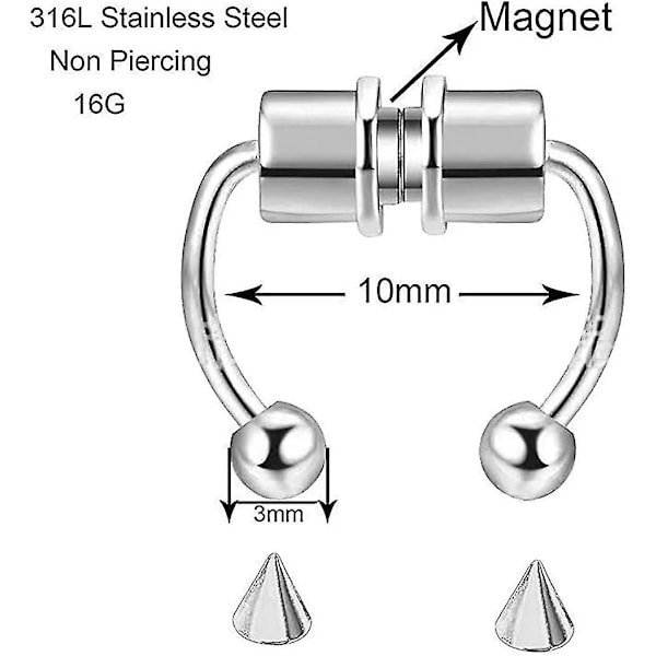 Vääri Nenärengas Hoop Magneettinen Septum Nenärengas Hevosenkengän Muotoinen Ruostumaton
