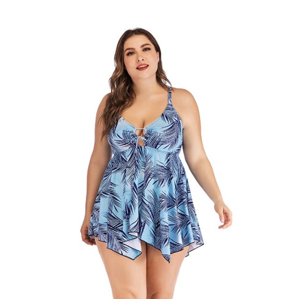 Women's Plus Size Swimsuits Swimsuits Tummy Control Printed Bathing Suits,Blue-4XL Blue 4XL