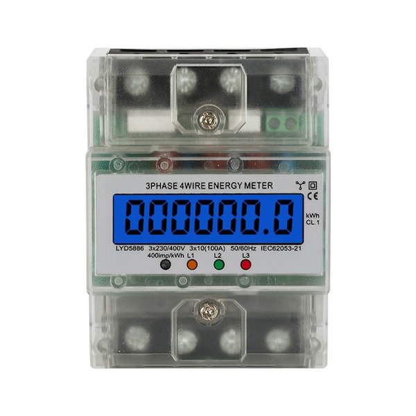 3-fas 4-ledare energimätare 220/380V 5-80A energikonsumtion kWh-mätare DIN-skena montering digital mätare med LCD-bakgrundsbelysning