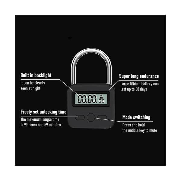 Metal Timer Lock, Lcd Display Multi-funktion Elektronisk Timer Lock, 99 Timers Maksimal Timing, Usb Genopladelig