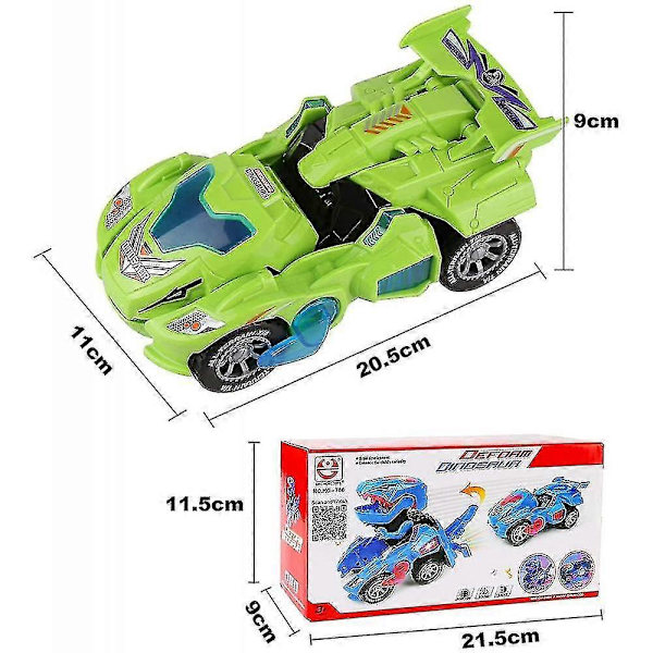 Transformerande dinosauriefordon leksak Transformerande dinosauriebil, Automatisk transformerande dinosauriebil Green