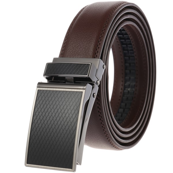 Men's Comfortable Genuine Leather Ratchet Dress Belt with Automatic Click Buckle for Father's Day Gift 110cm-130cm, Dark Brown Dark Brown