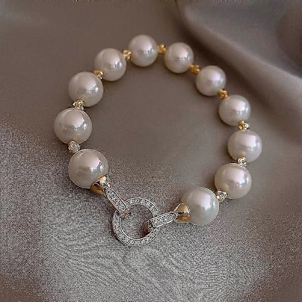 2024 Ny Ankomst Retro Let Luksus Elegant Zirkon Cirkel Perle Armbånd Til Kvinder Mode Sød Krystal Smykker Fest Gaver