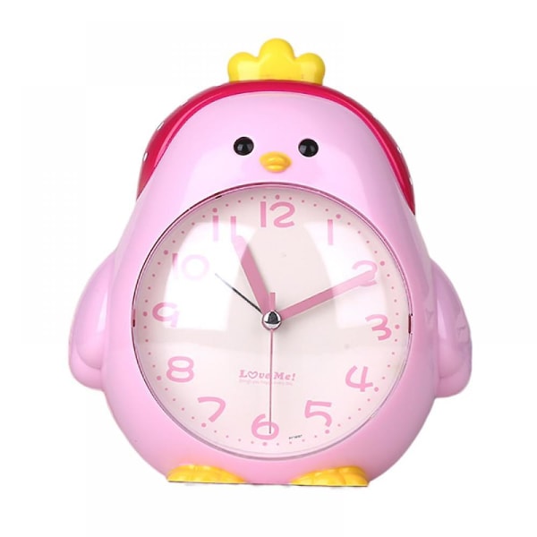 Cute Cartoon Chicken Alarm Clock Abs Plastic Night Light Mute Desktop Clock Home Decoration Student Children's Bedroom (pink)